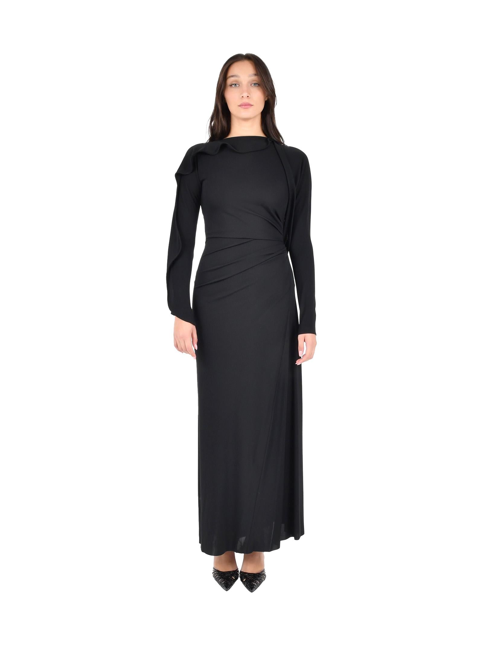 Draped Viscose Dress — Black