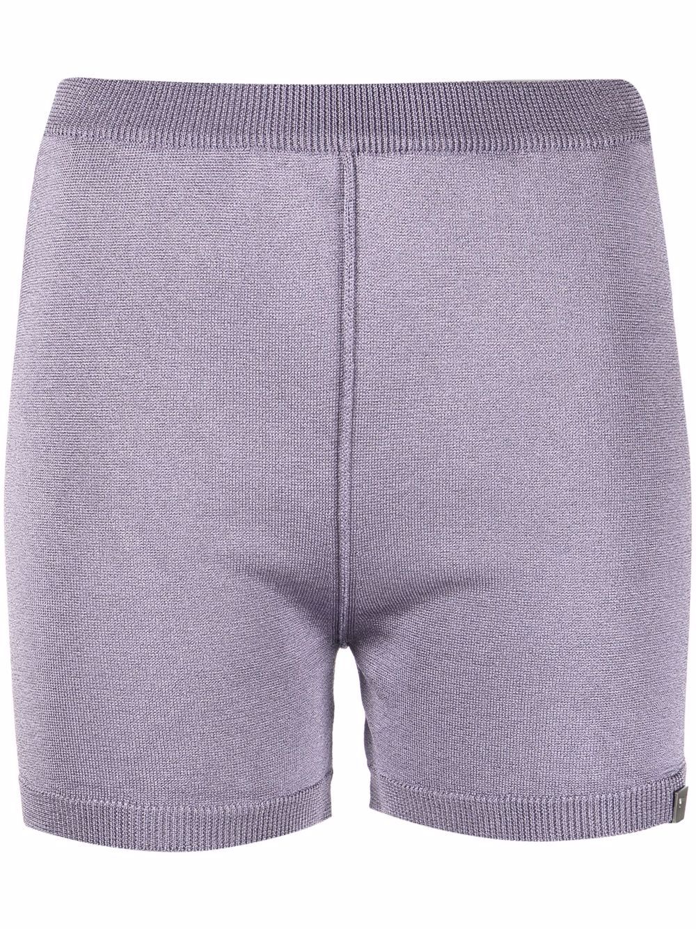 Logo-plaque knitted shorts - Purple