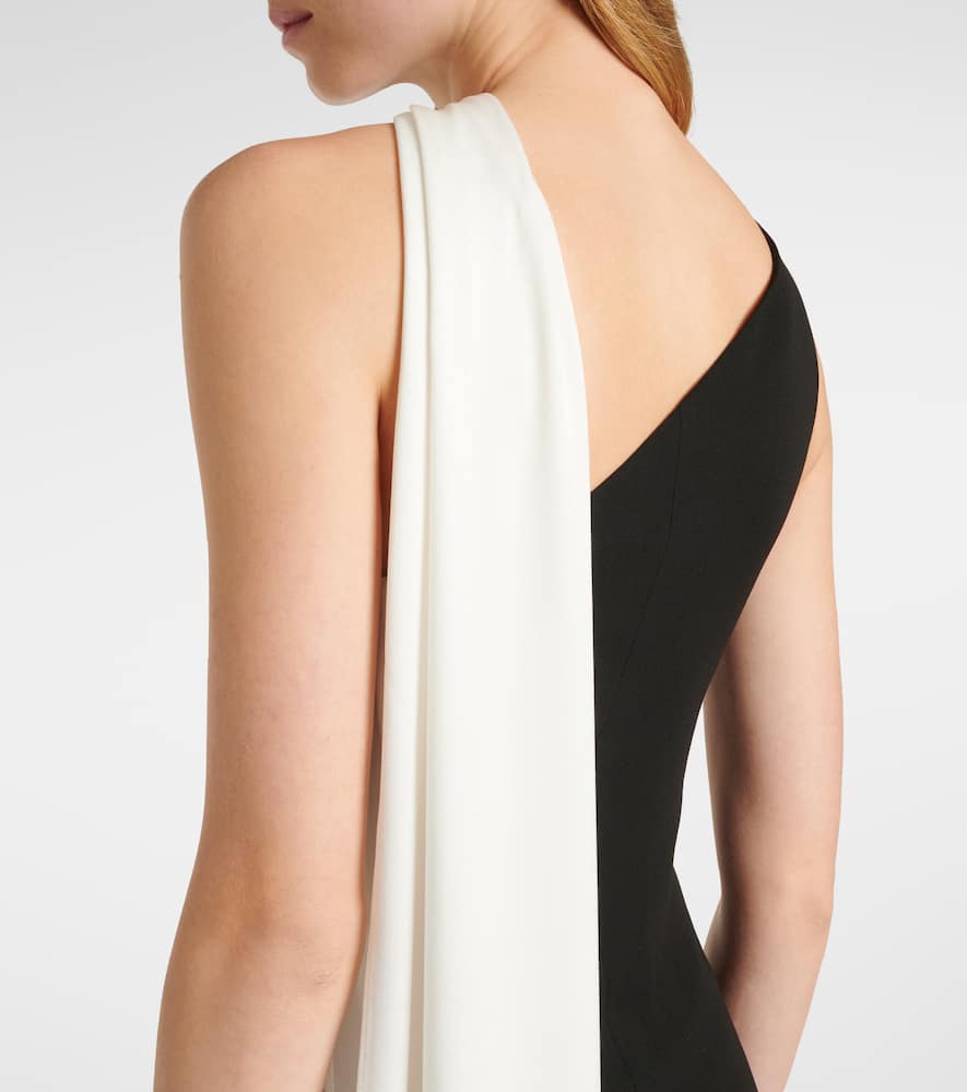 Scarf-detail one-shoulder gown