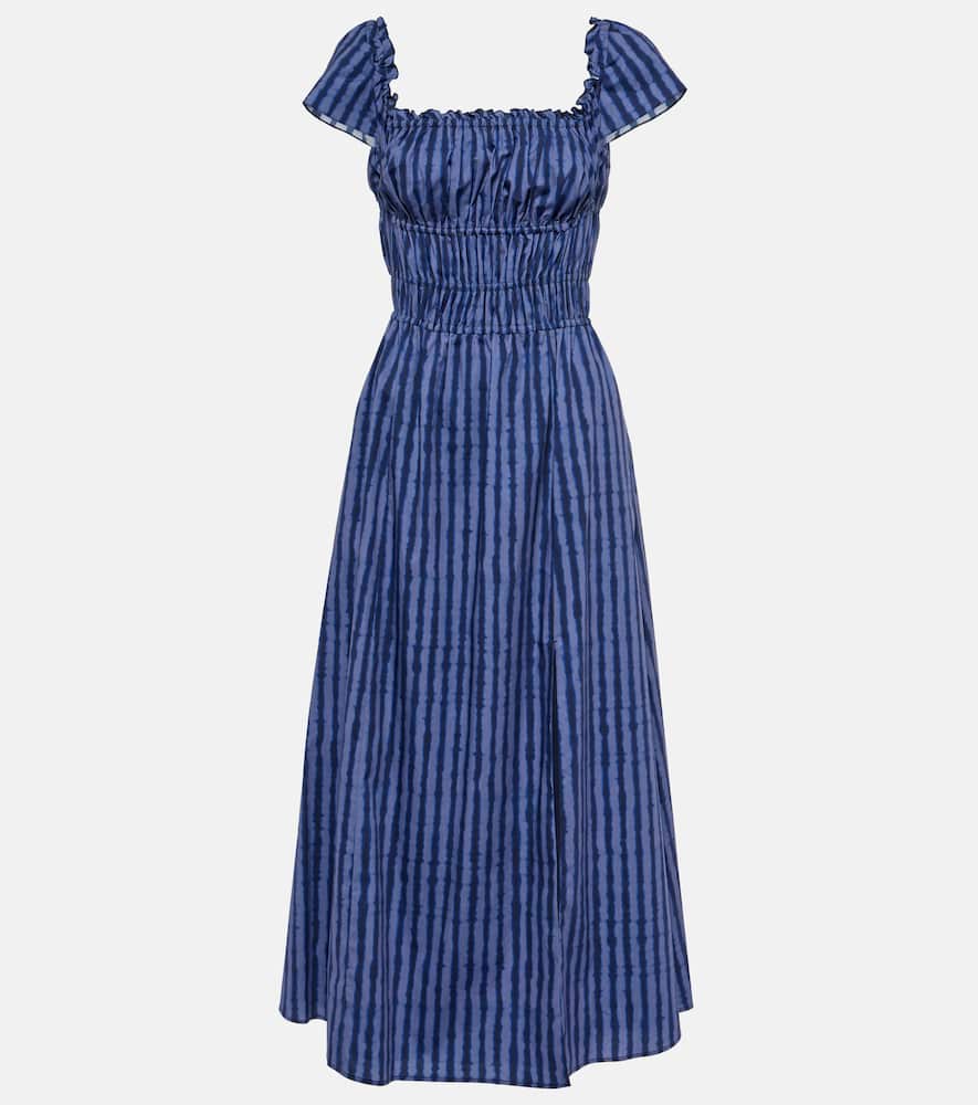 Ruched cotton-blend midi dress