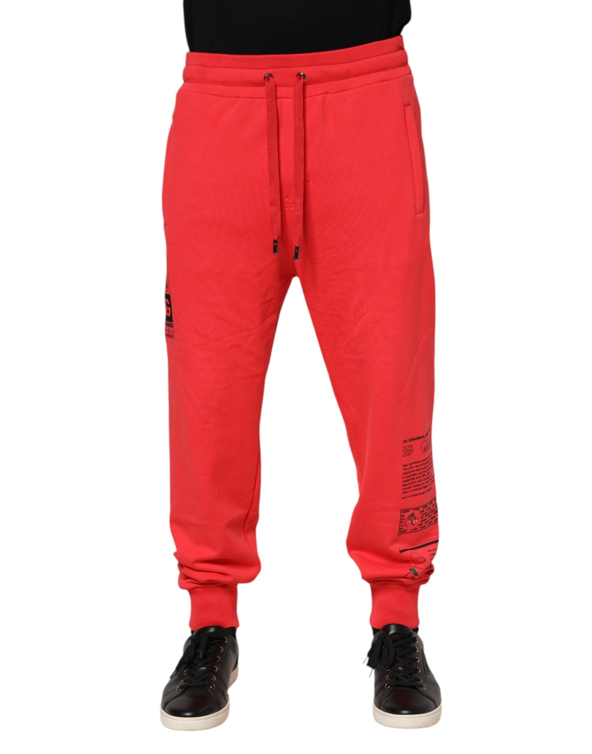 Cotton Logo-Print Joggers — Red