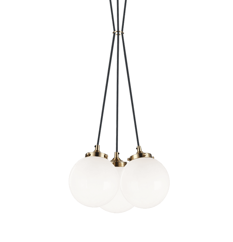 Aged Gold Brass Three Light Pendant from the The Bougie Collection