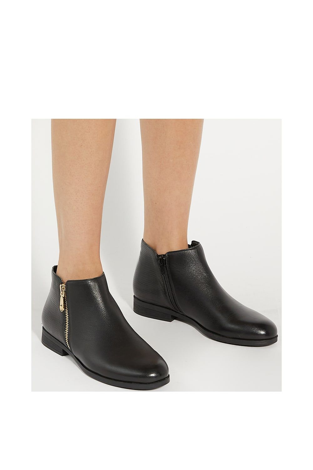 Dune London Women's Wide Fit 'Pandias' Leather Ankle Boots in Black