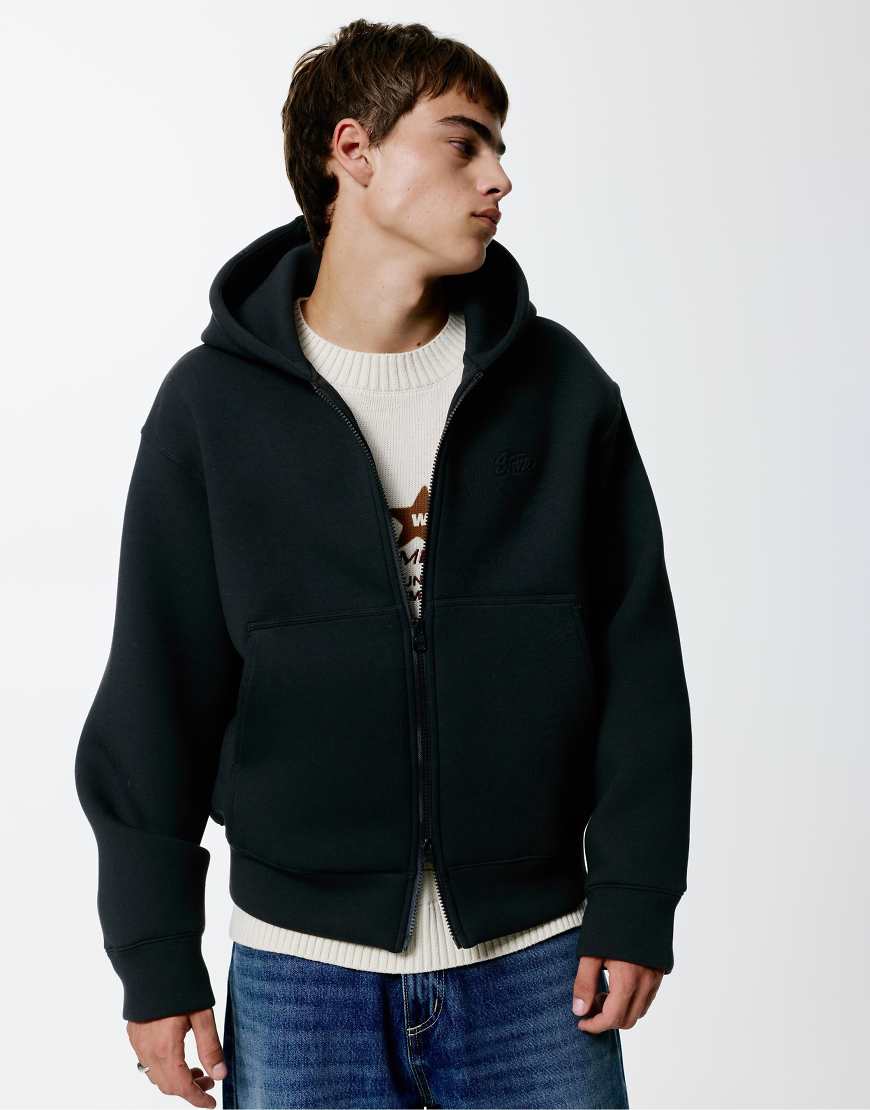 Stwd zip-up hoodie in black