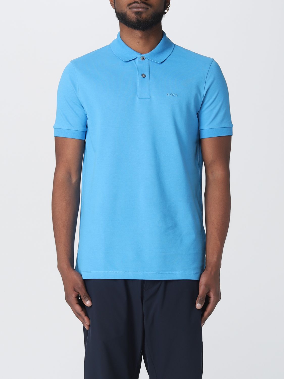 Polo Shirt Men color Gnawed Blue