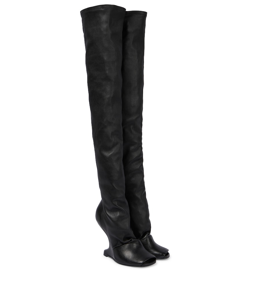 Cantilever leather over-the-knee boots