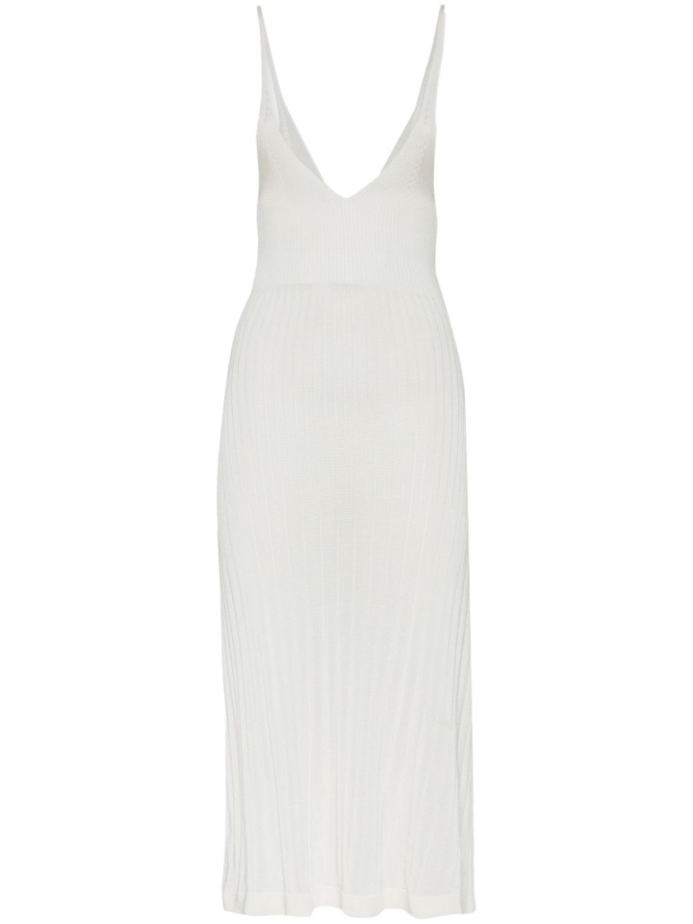 Ribbed midi dress - White