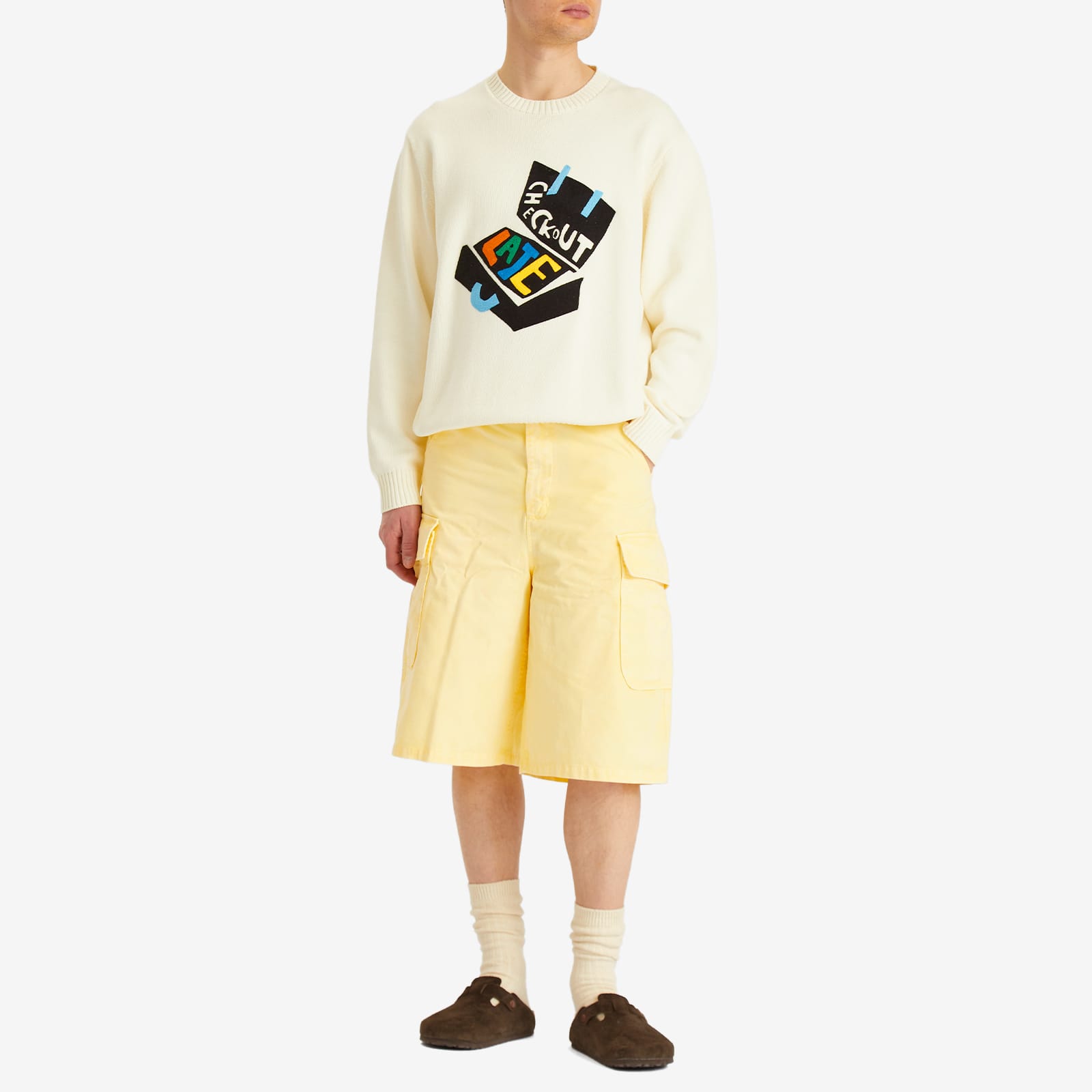 Late Checkout Men's Faded Cargo Shorts in Yellow
