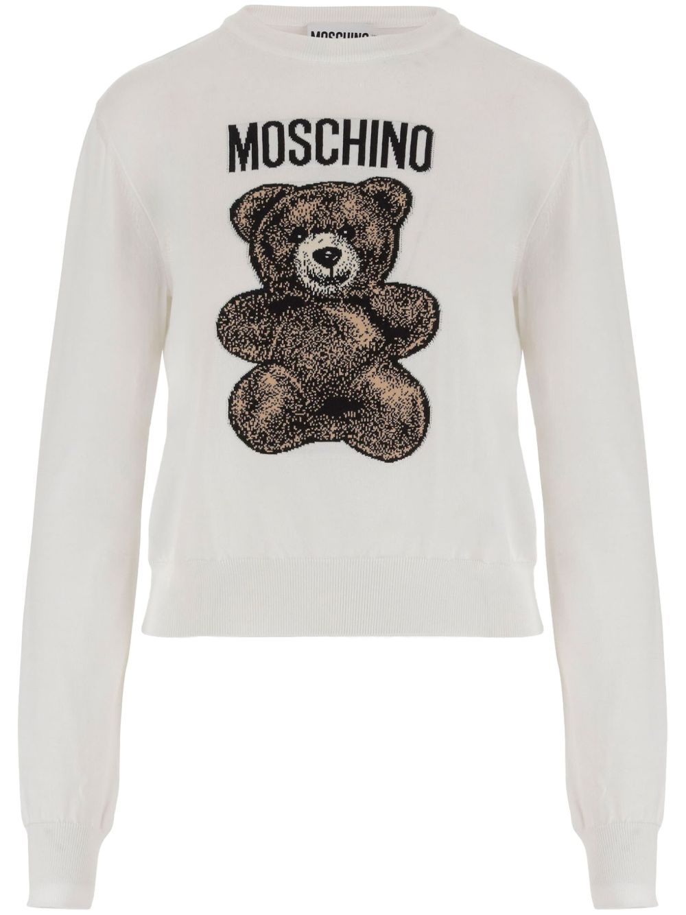 Teddy Bear-intarsia sweater - White