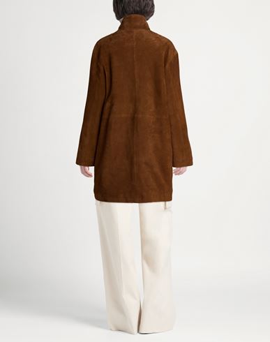 Woman Coat Tan Size 10 Leather