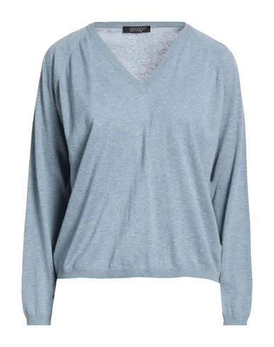 Woman Sweater Slate blue Size 6 Cotton