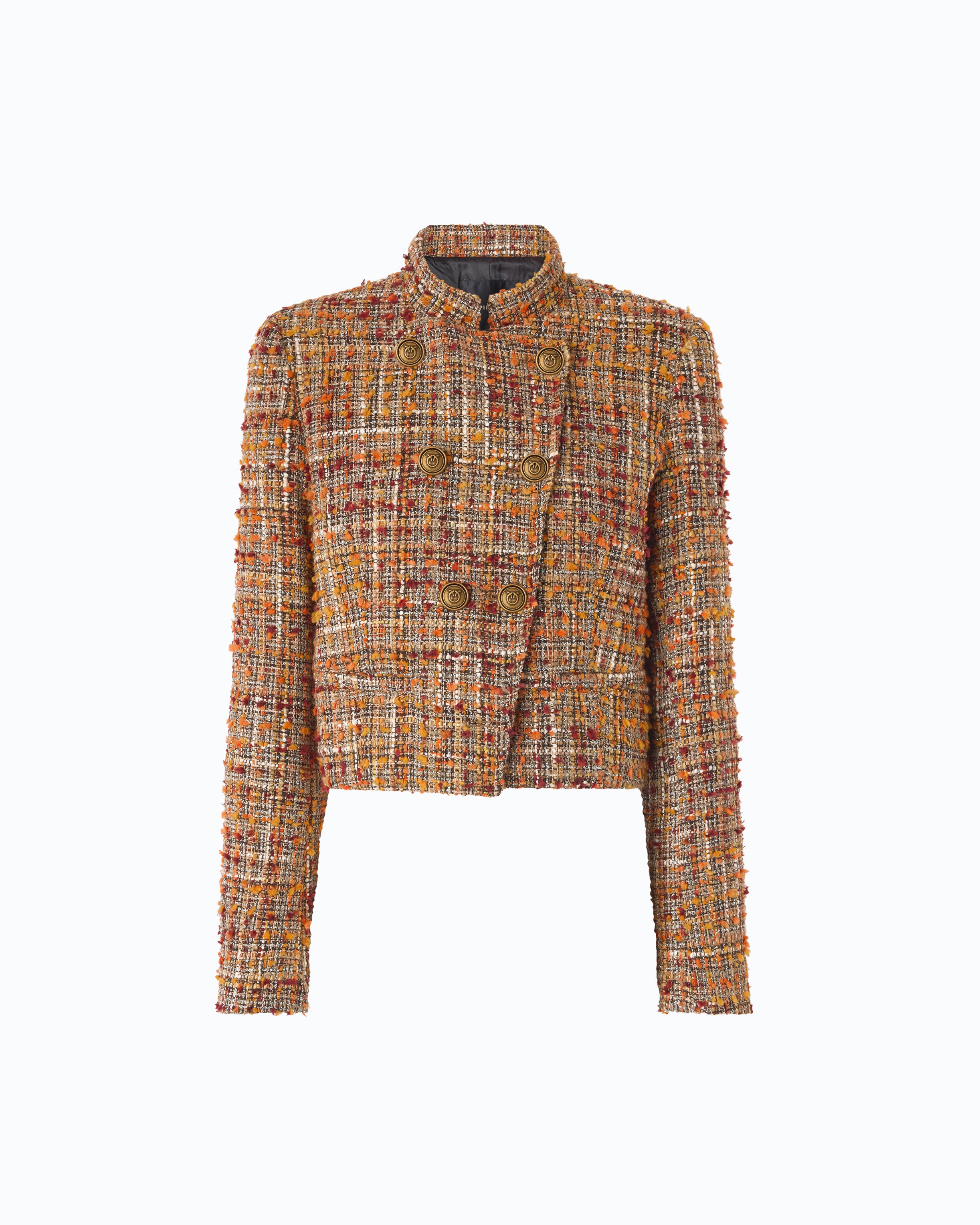 Bouclé tweed jacket with contrasting buttons - 38