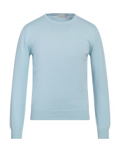 Man Sweater Sky blue Size 38 Cotton