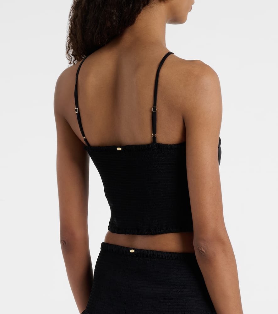 Palmire floral-appliqué crop top