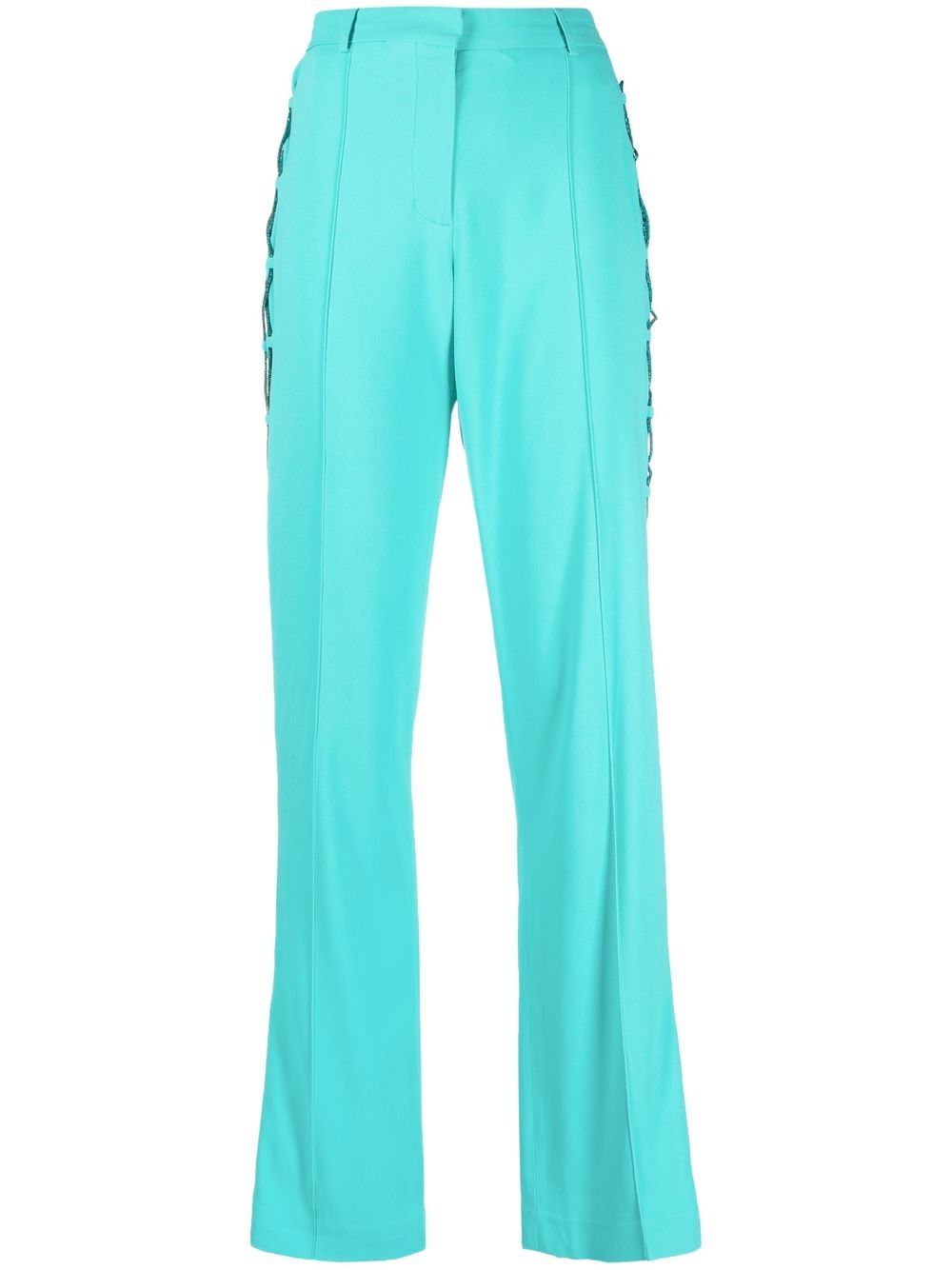 Lace-up detail straight-leg trousers - Black