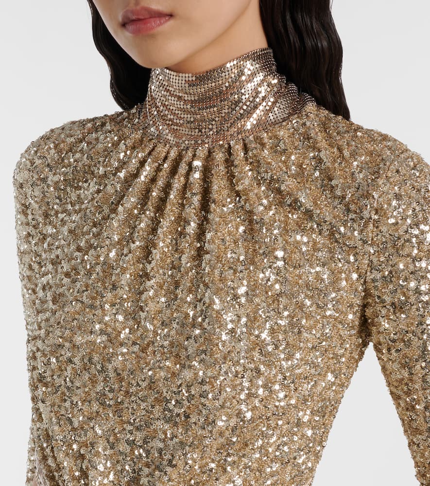 Sequined gathered gown