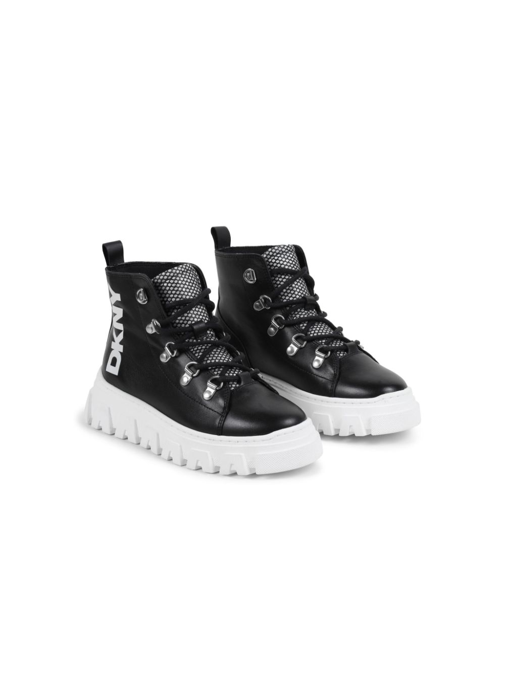 Logo-print leather boots - Black
