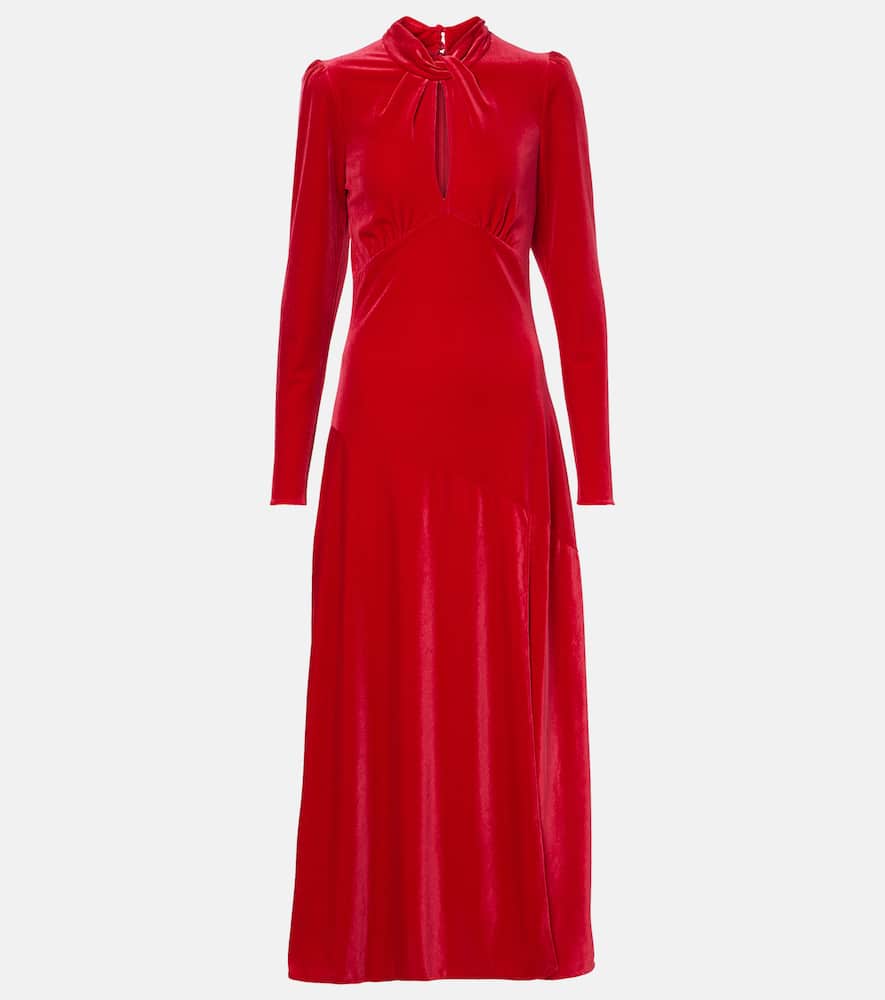 Velvet jersey midi dress