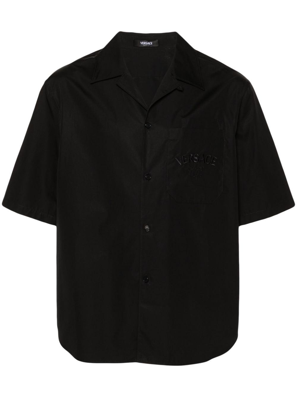 Barocco-print poplin shirt - Black