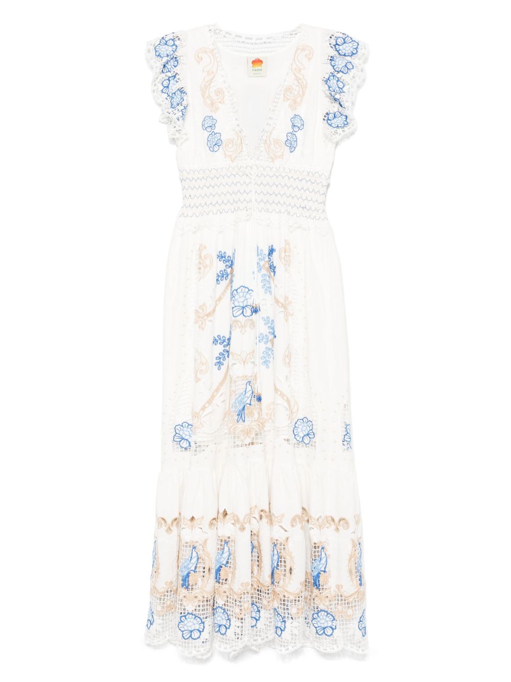 FARM Rio floral-embroidered maxi dress - White