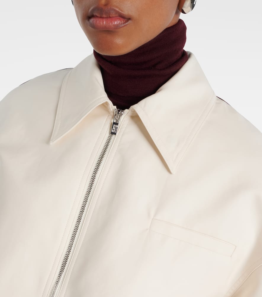 Leather-trimmed cotton jacket