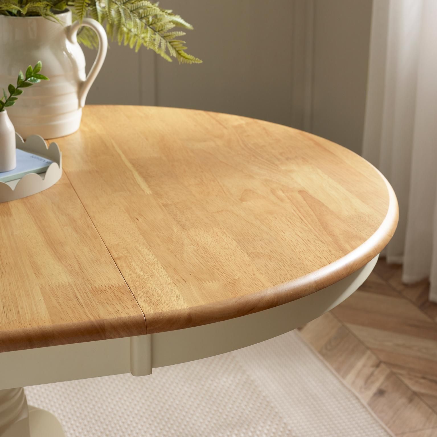 FurnitureboxUK Unisex Padstow Rustic Farmhouse Extending Solid Wood Dining Table in Crea