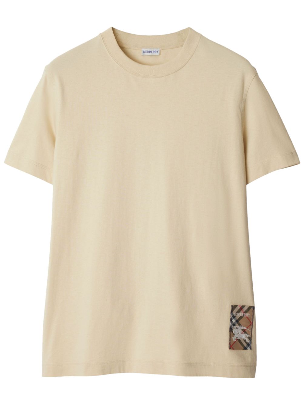 Check Label cotton t-shirt - Neutrals