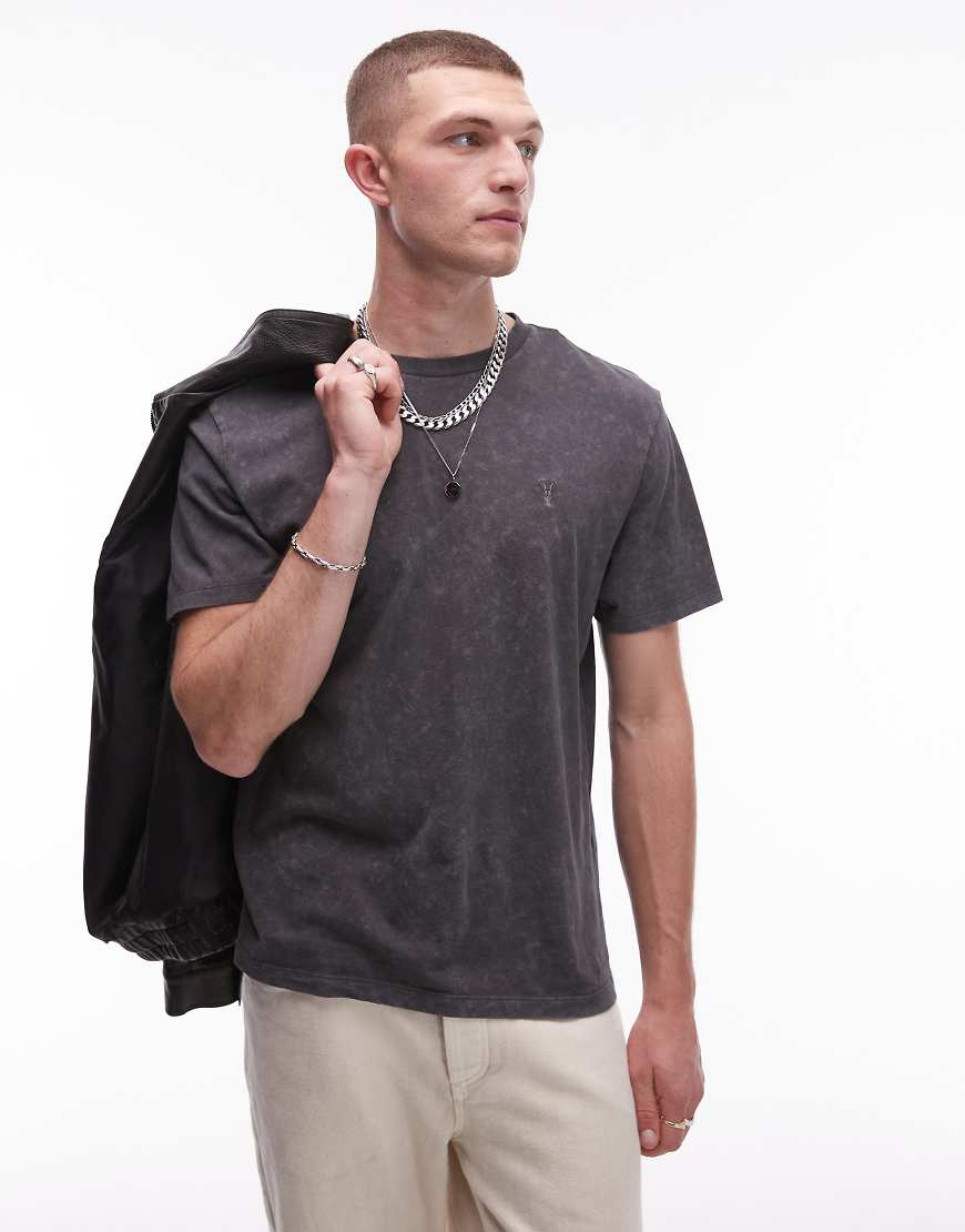 Allsaints saka t-shirt in washed black