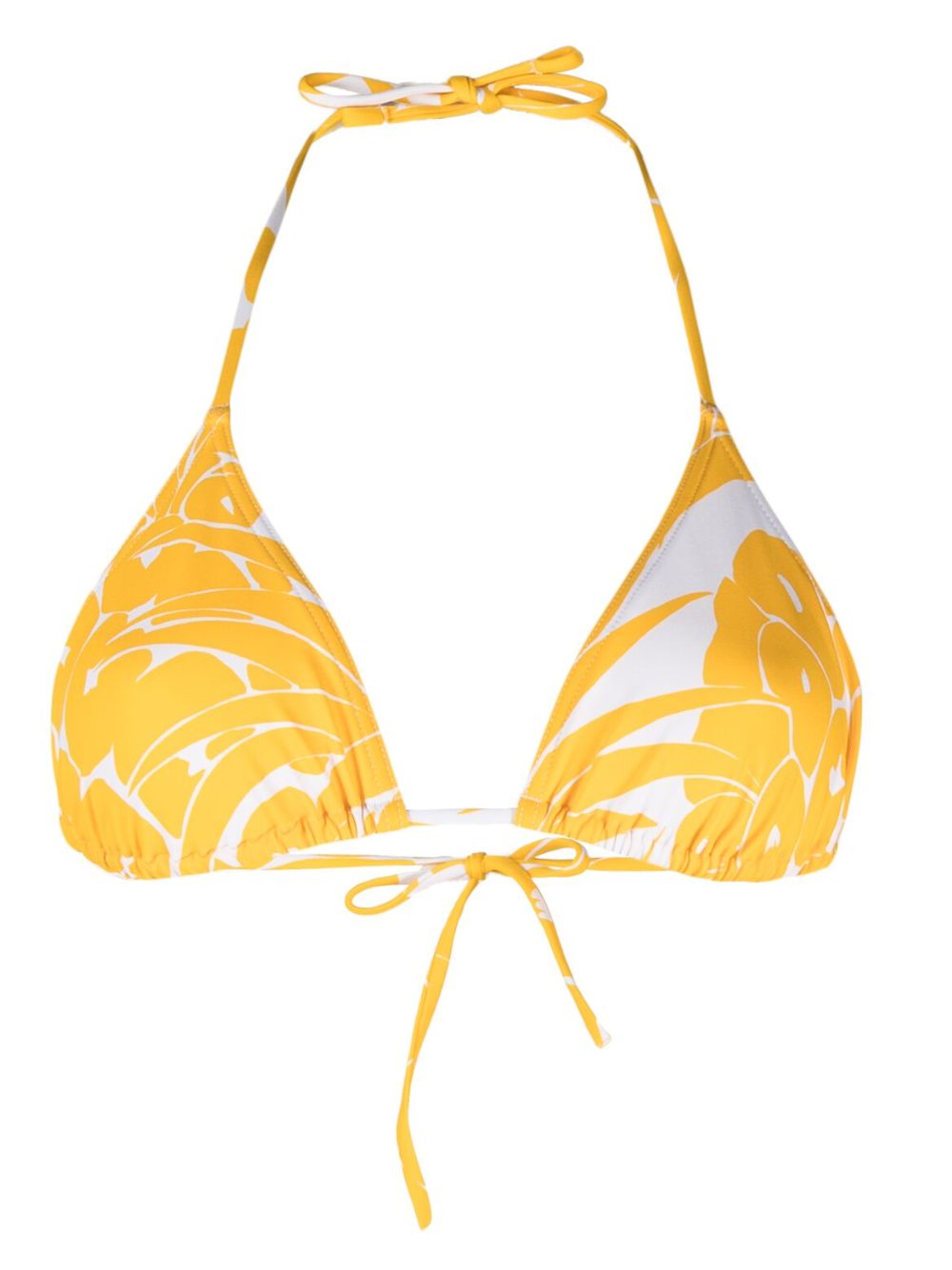Epice leaf-print triangle bikini top - Yellow