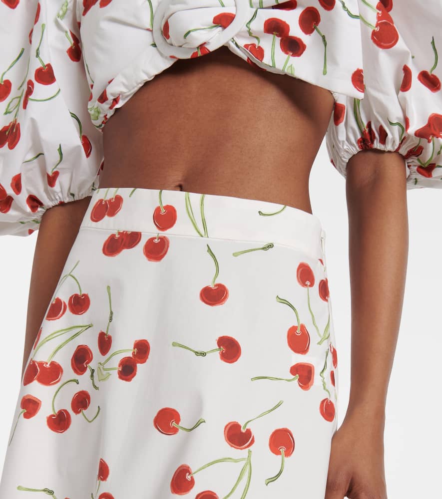 Printed cotton high-rise maxi skirt