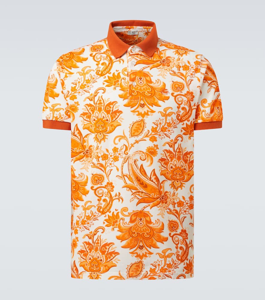 Printed cotton polo shirt