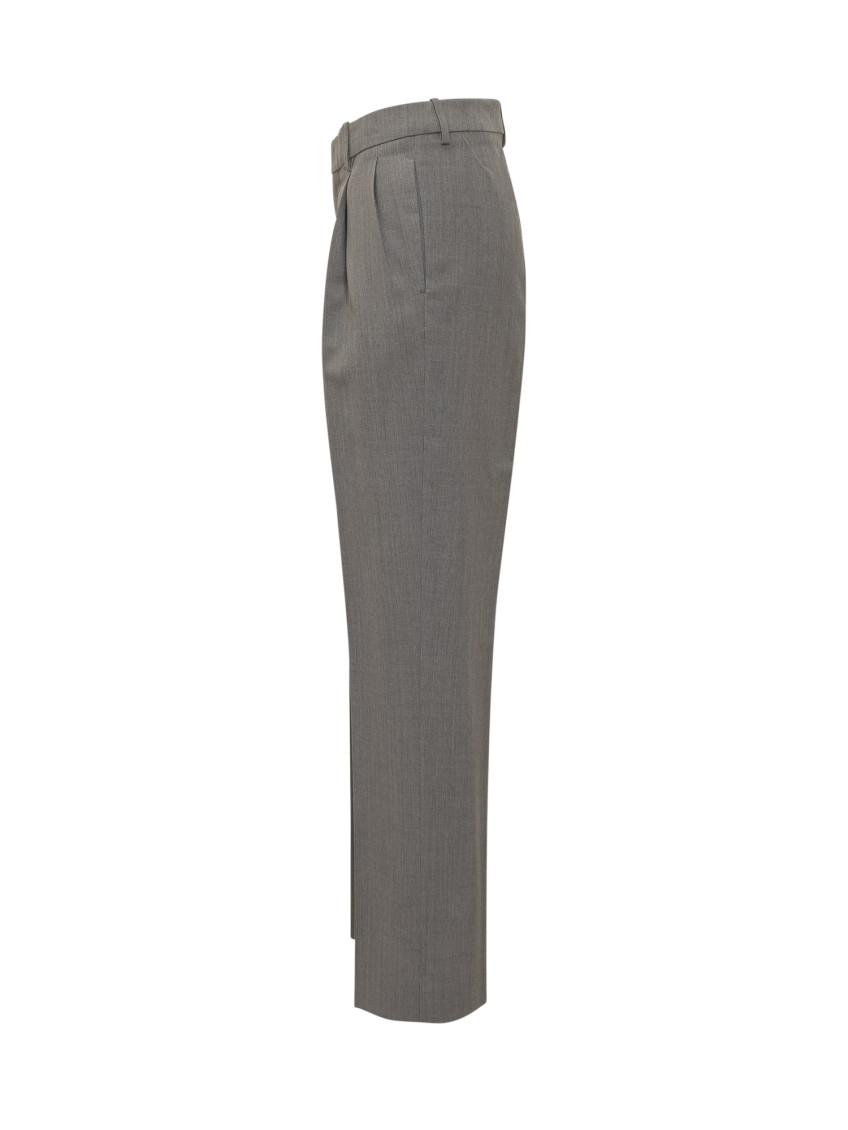 Grey Straight Flat Front Pants