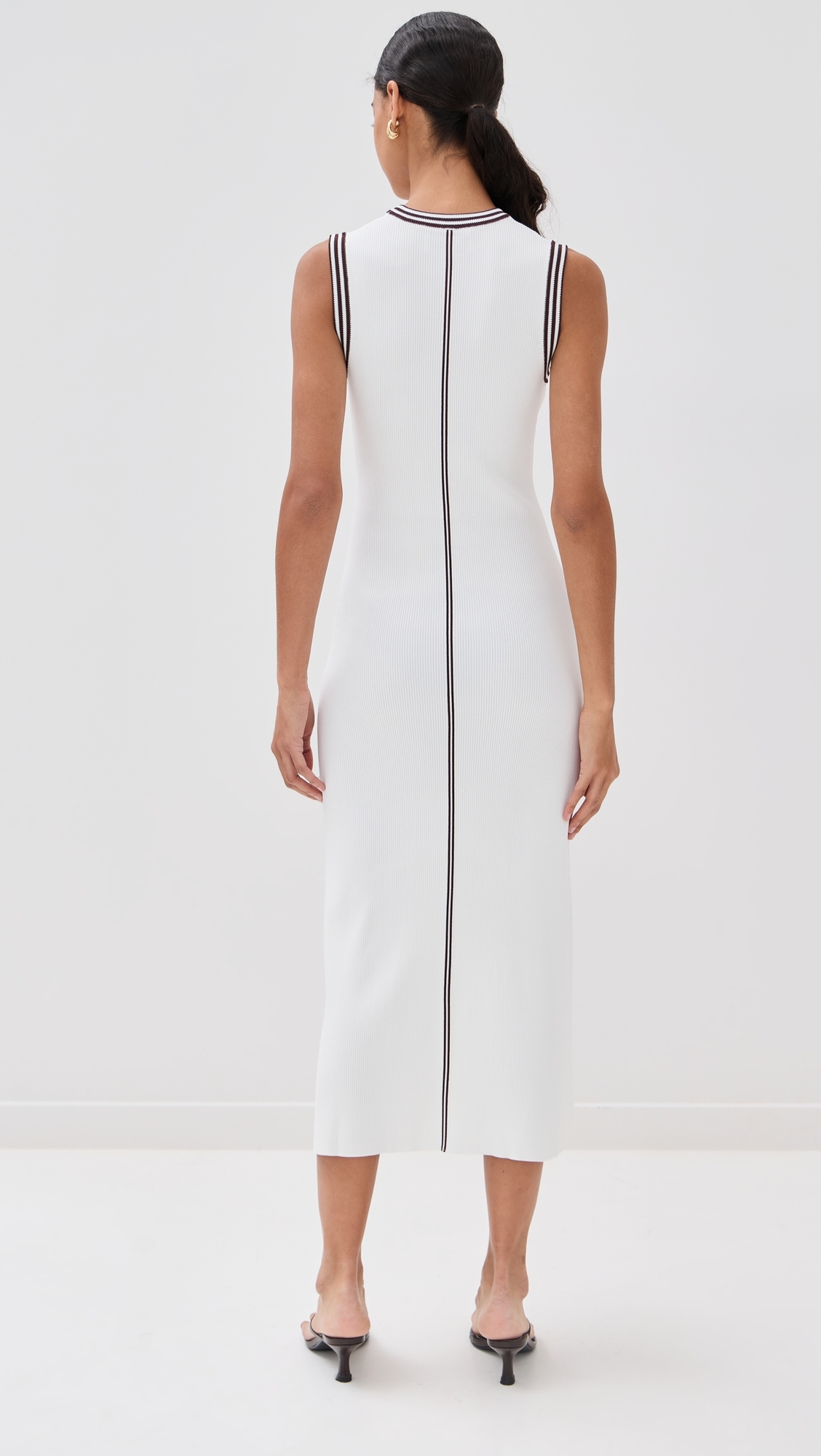 LE BOP Ringer Midi Dress White & Chocolate