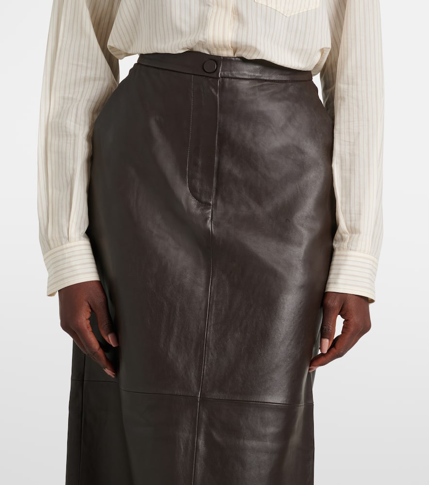 Leather midi skirt