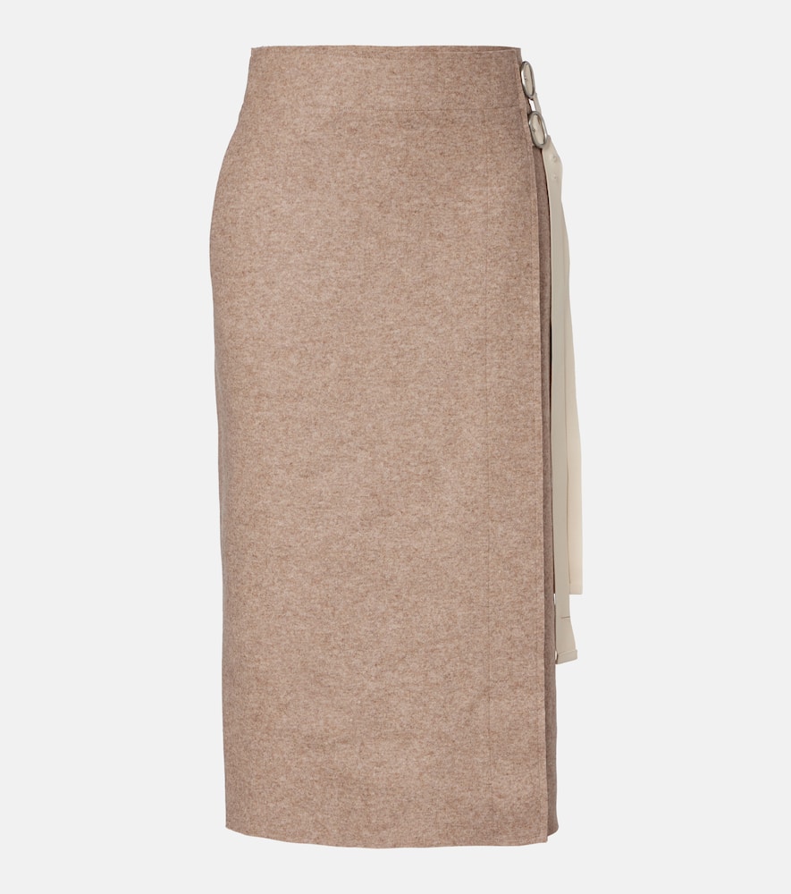 Wool-blend midi skirt