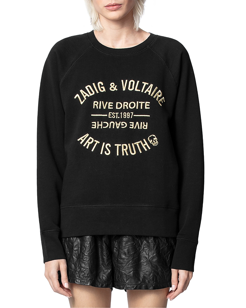 Logo-embroidered organic-cotton sweatshirt - Black