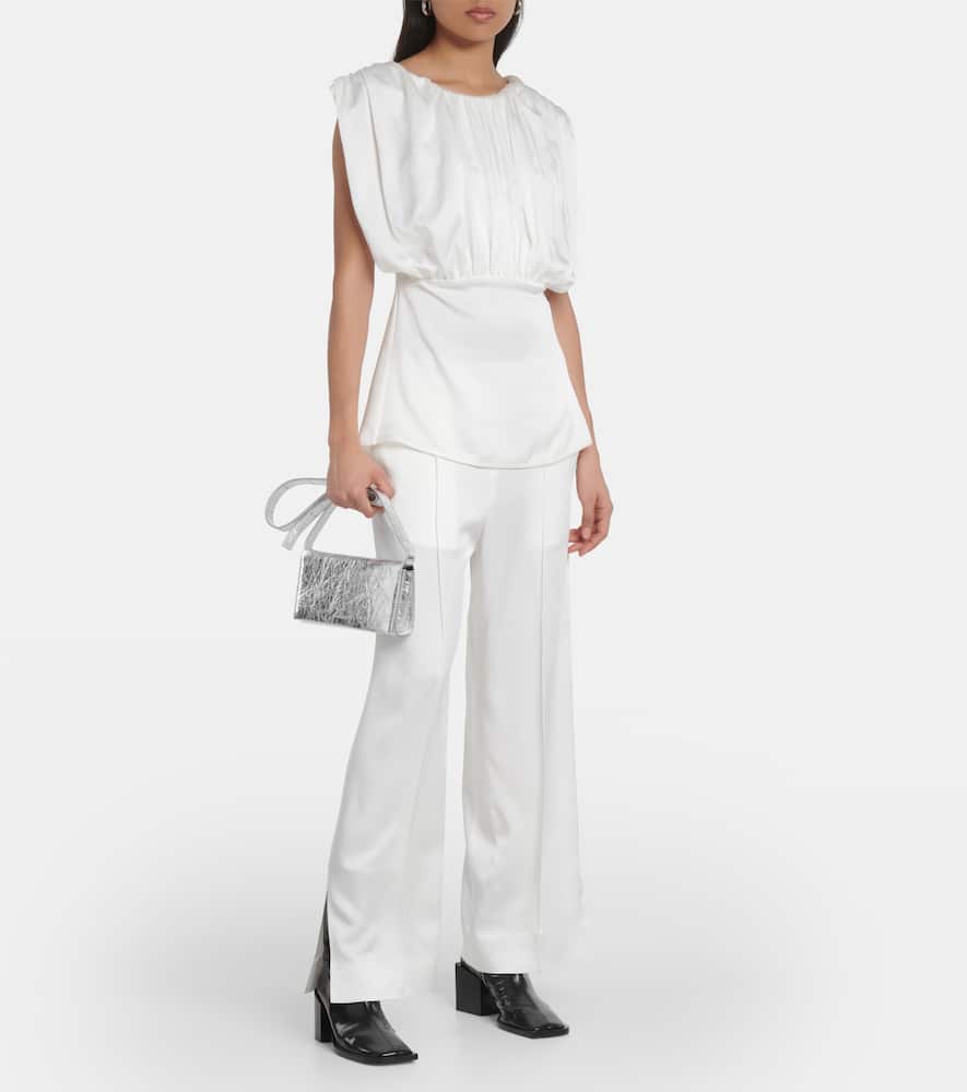 Satin straight pants
