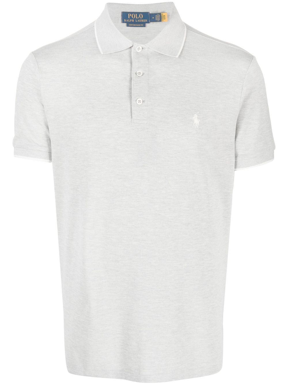 Embroidered-logo cotton polo shirt - Grey