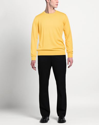 Man Sweater Yellow Size 46 Super 140s Wool, Silk, Cashmere