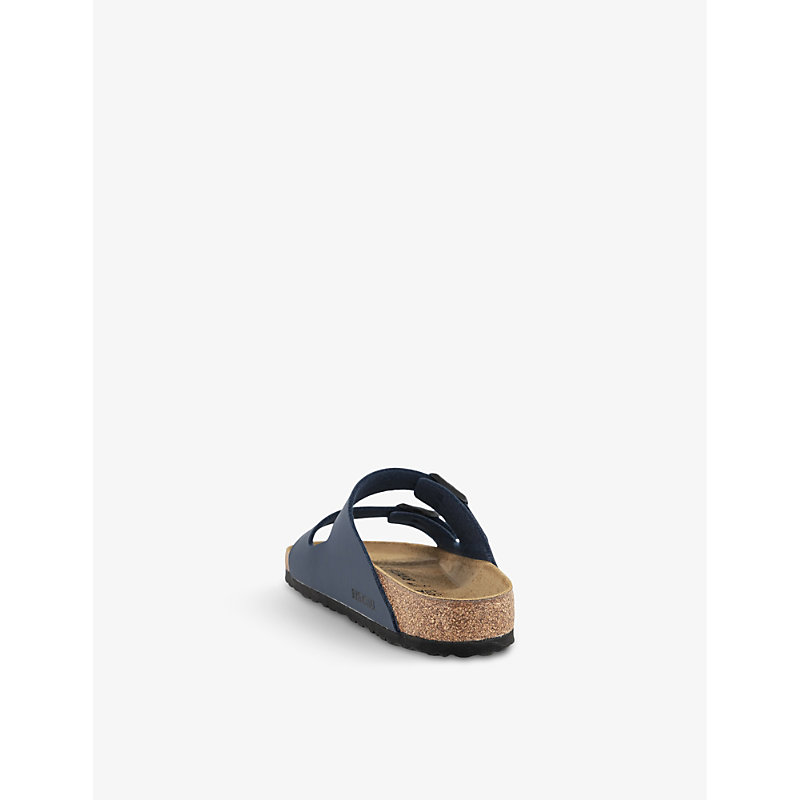 Mens Blue Birko Flor Arizona Double-strap Leather Sandals