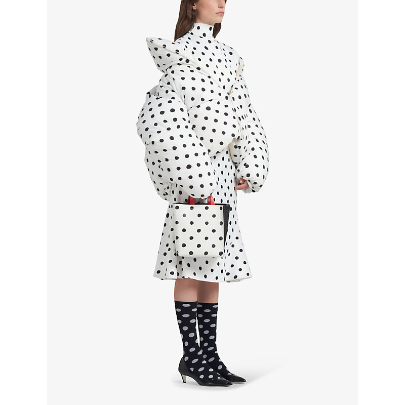 Womens Stone White Polka-dot High-neck Shell Jacket M