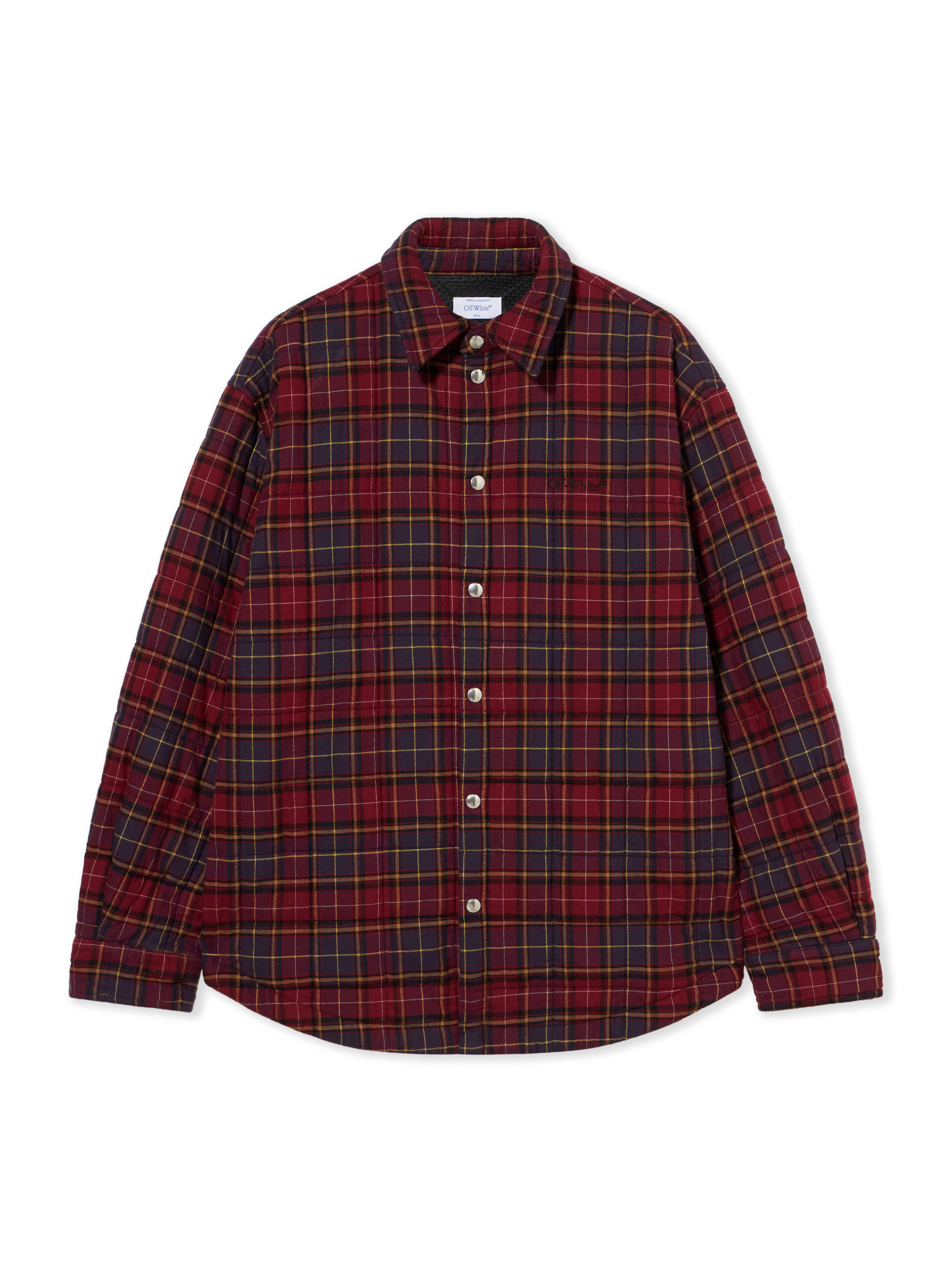Spray Arrow Check Flannel Overshirt - Male Coats And Jackets Burgundy