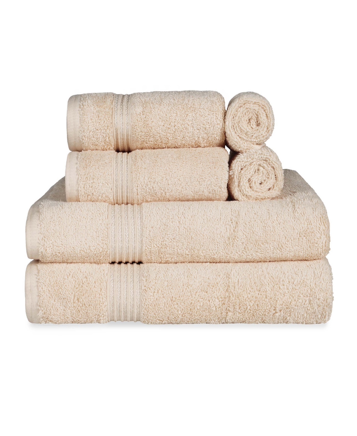 Solid Quick Drying Egyptian Cotton 6 Piece Bath Towel Set - Ivory