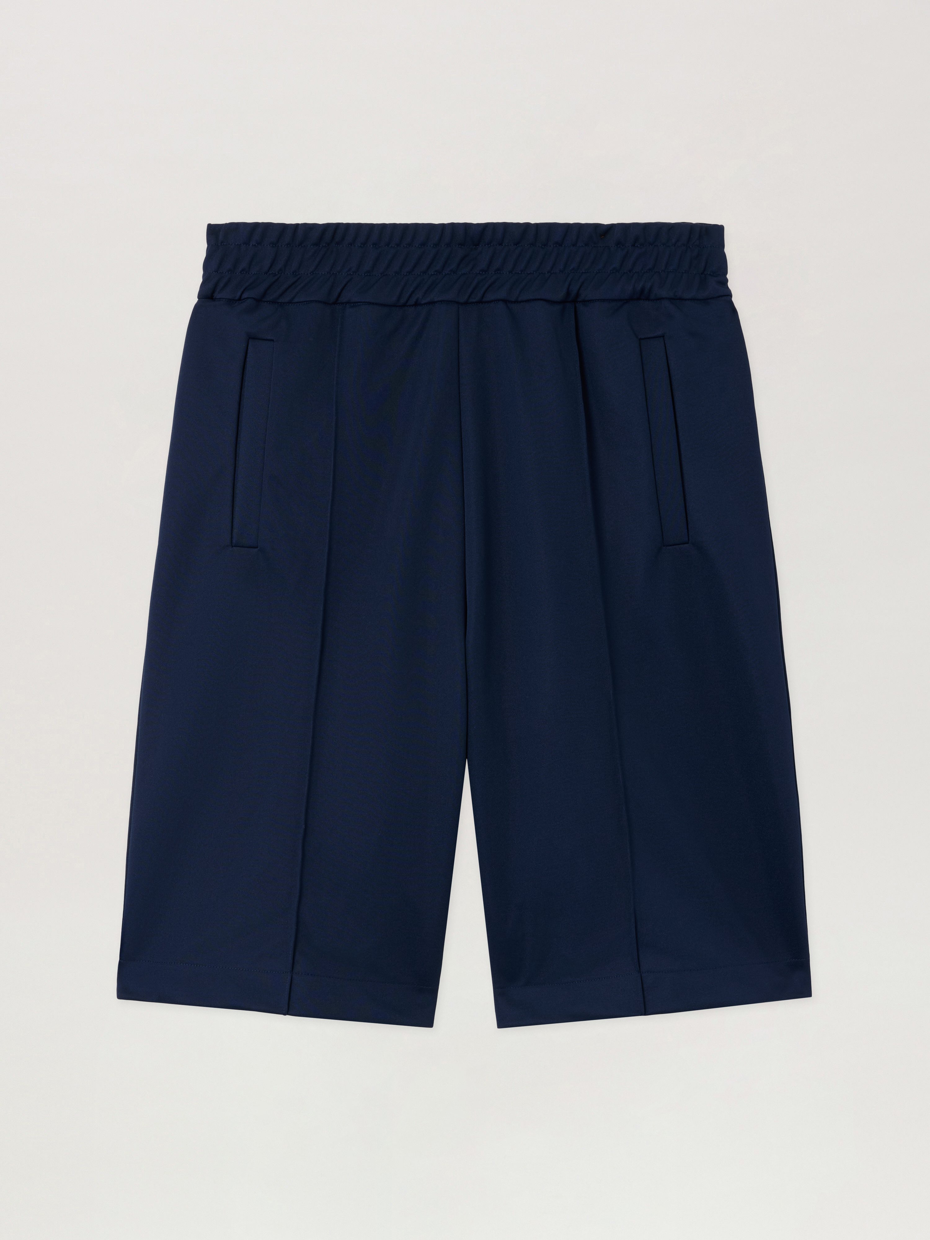 Back Curved Logo Track Shorts Man  Navy Blue Off White