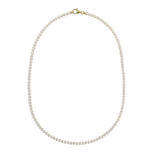 "™ 16"" Sterling Silver CZ Round Stone Tennis Necklace