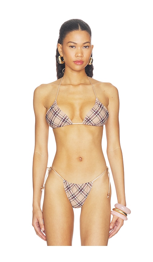 Tiger Mist Reversible Ave Bikini Top With Mesh Scarf in Multi. - XS also in S