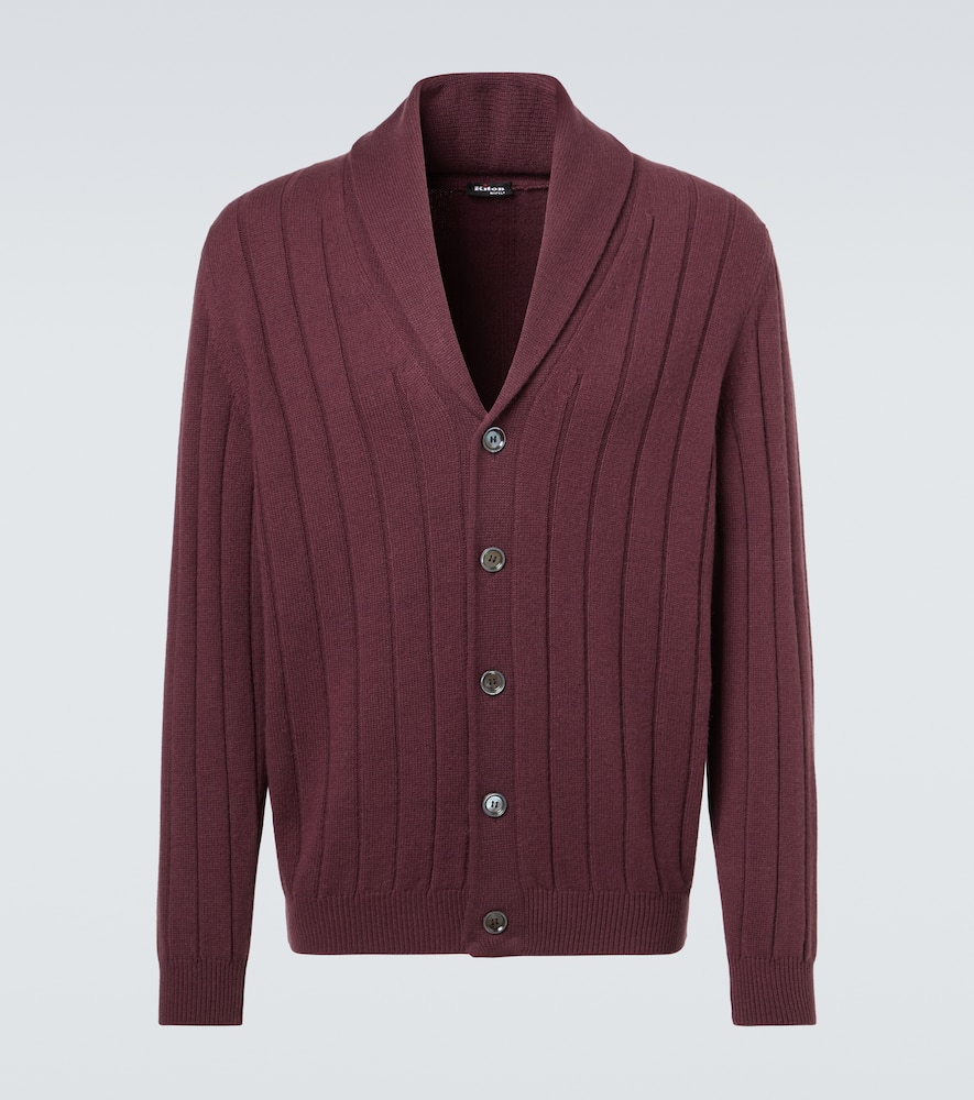 Rib-knitted cashmere cardigan