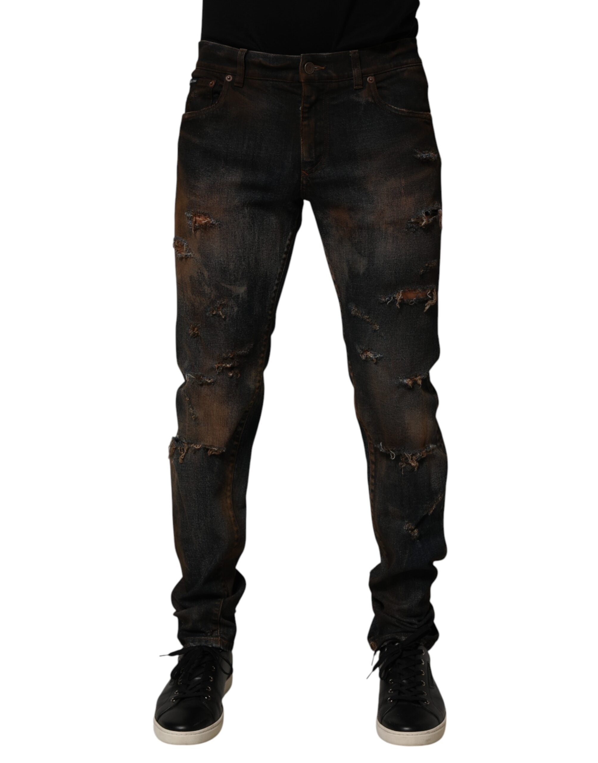 Tattered Cotton Jeans — Black