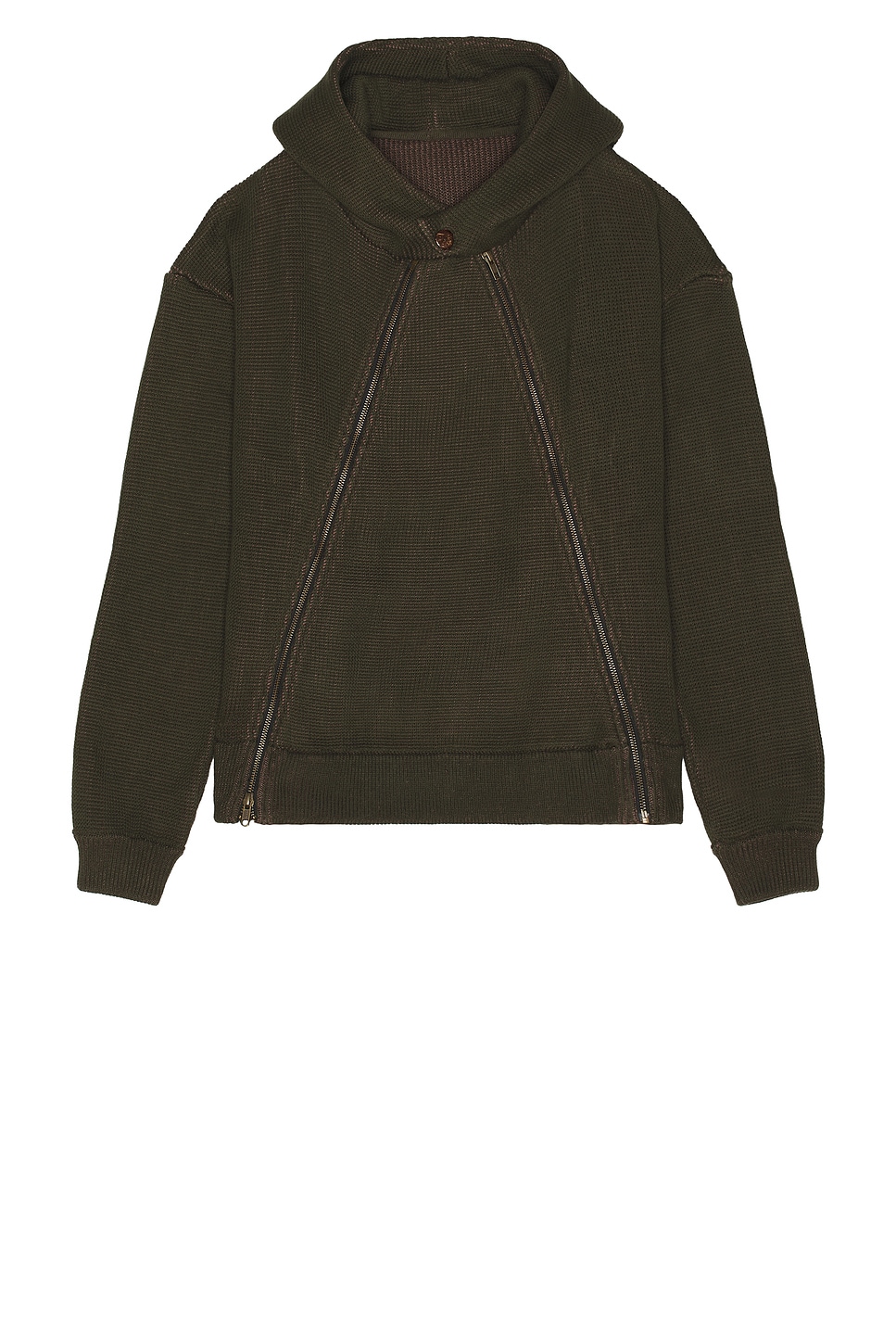 ISA BOULDER Triangle Zip Hoodie in Dark Green