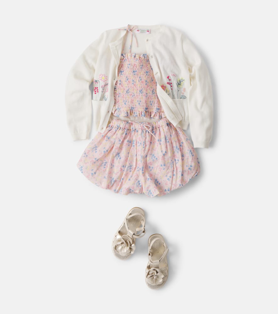 Sabina floral shirred cotton top and shorts set